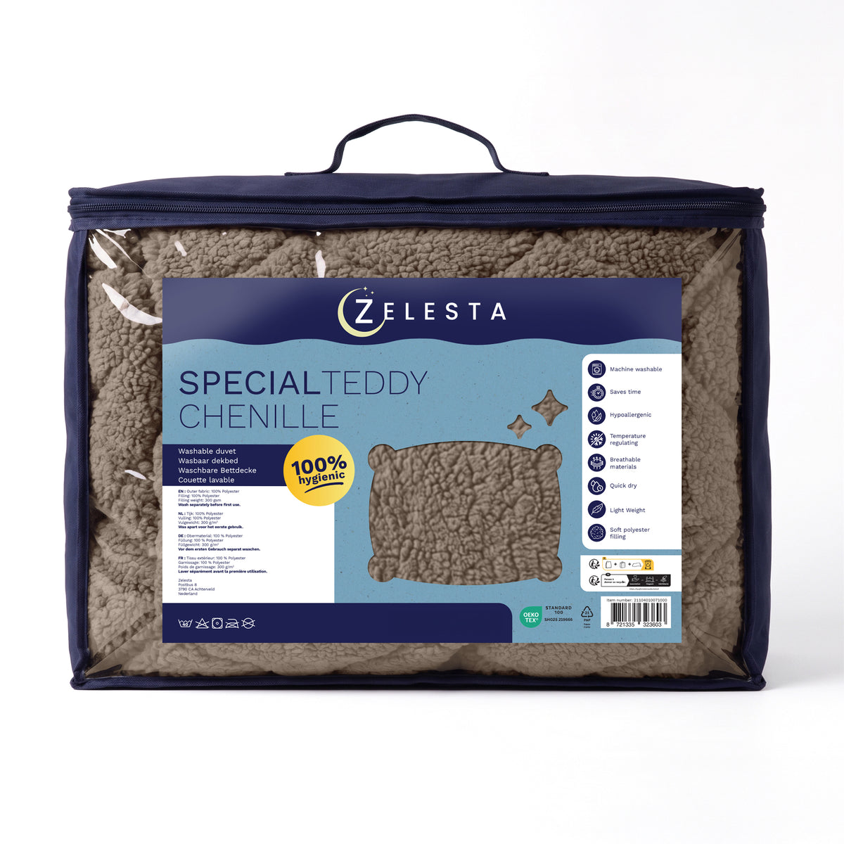 Zelesta Special Teddy Chenille Dekbed - Donkertaupe