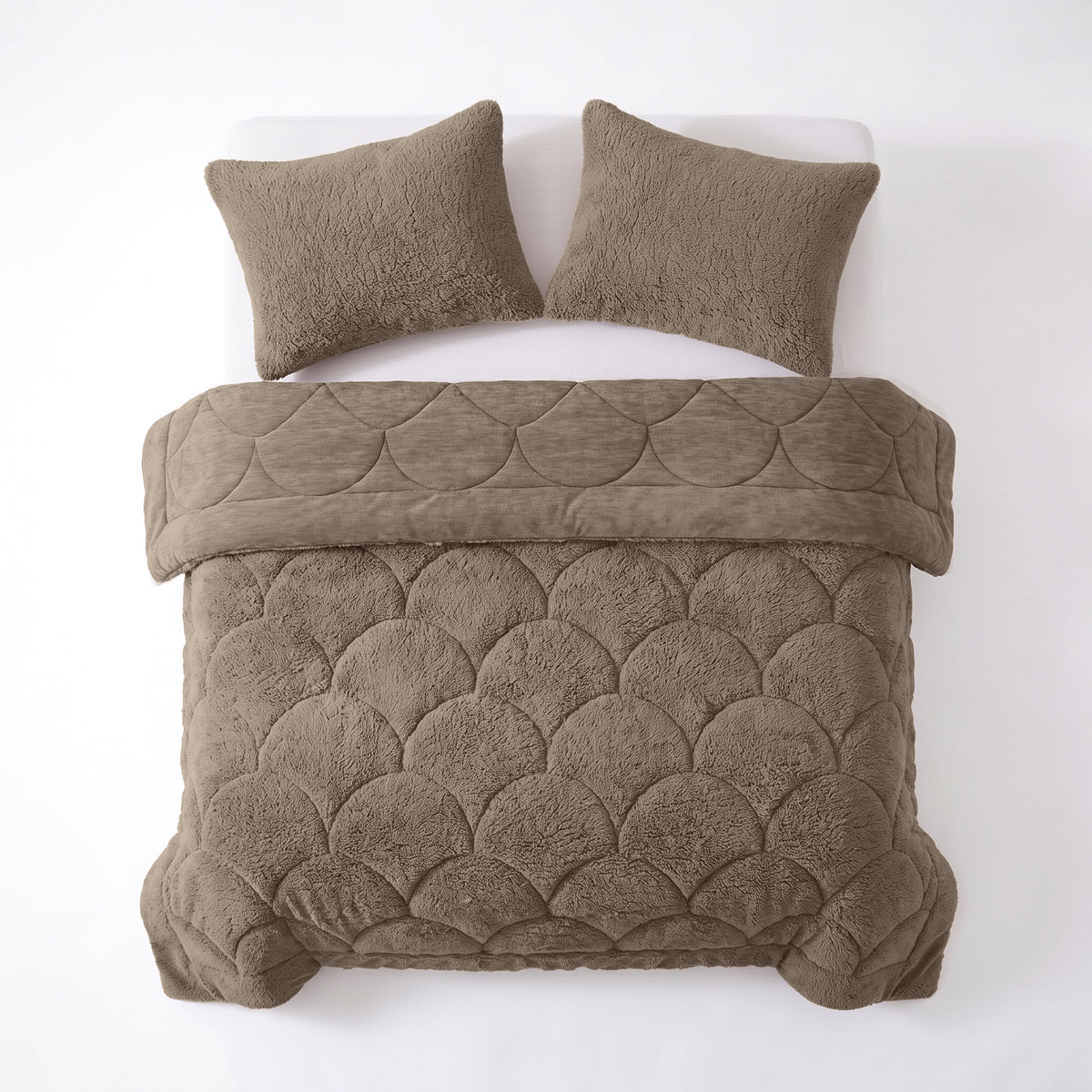 Zelesta Special Teddy Chenille Kussensloop Set Van 2 - Donkertaupe