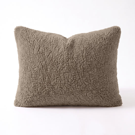 Zelesta Special Teddy Chenille Kussensloop Set Van 2 - Donkertaupe
