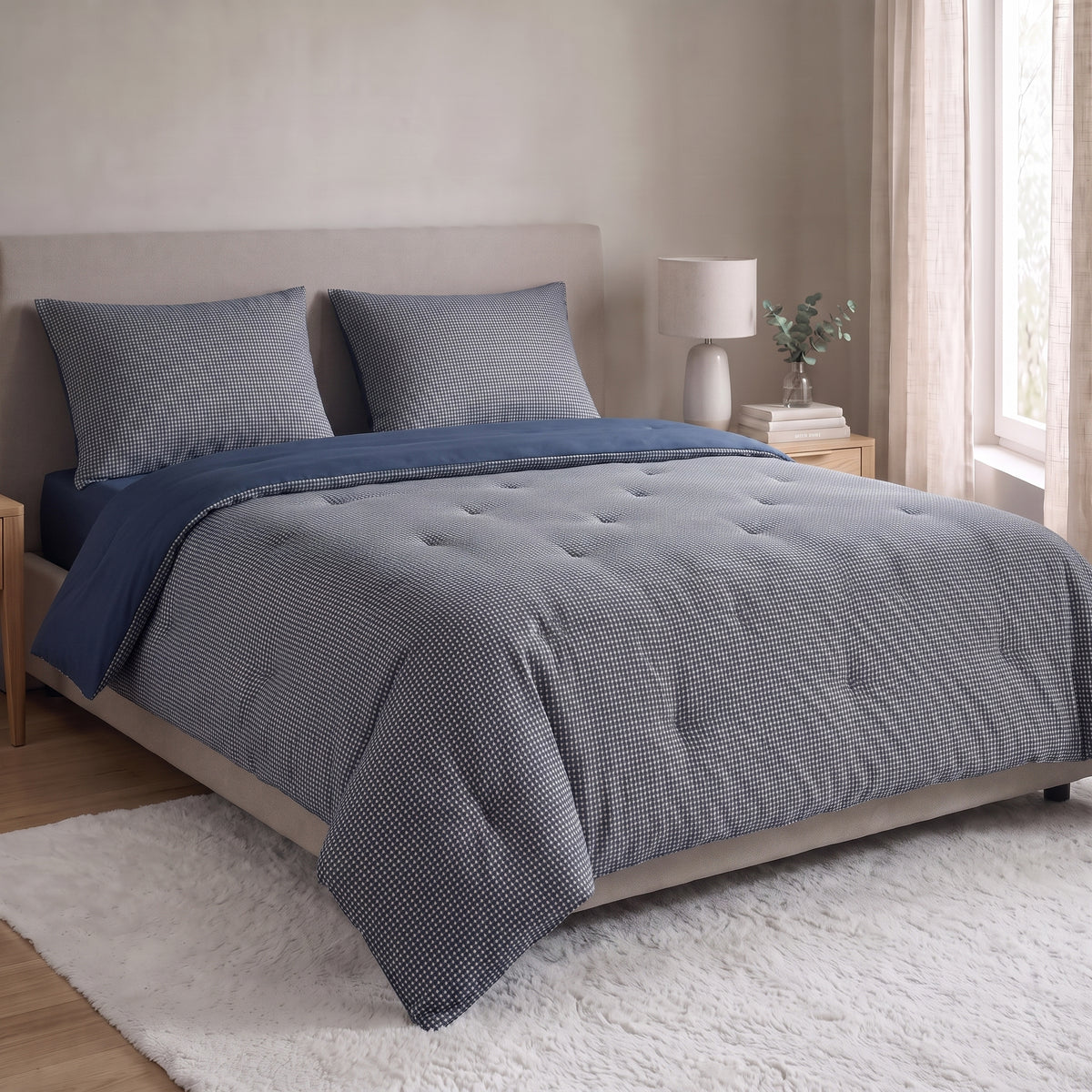 Zelesta Special Waffle Percal Duvet - Marine Blue Mix