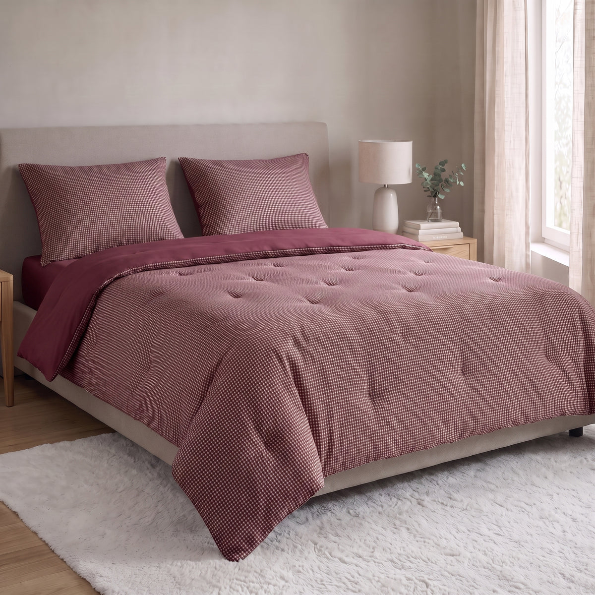 Zelesta Special Wafel Percal Dekbed - Bordeaux Mix