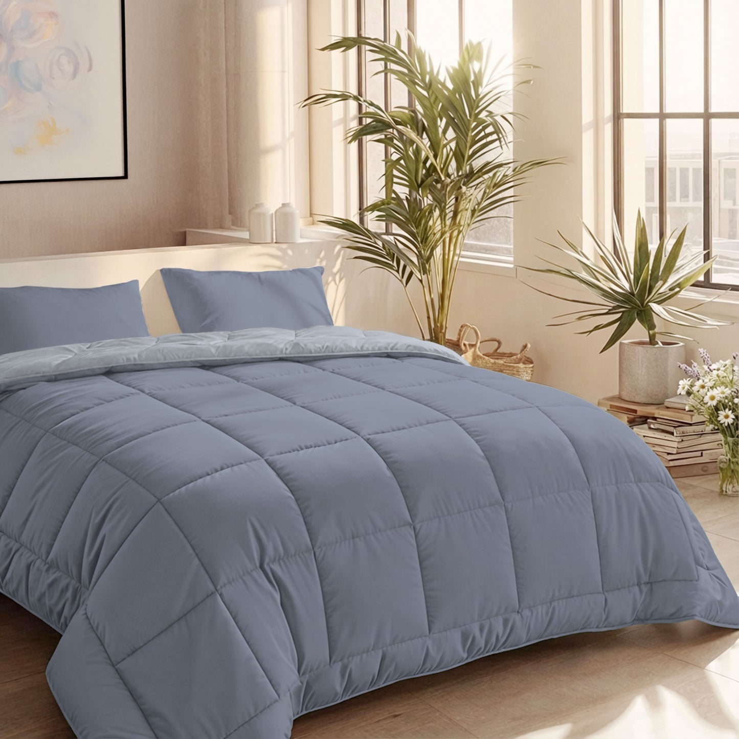 Zelesta Comfort Duo Zomerdekbed - Ijsblauw & Zachtblauw