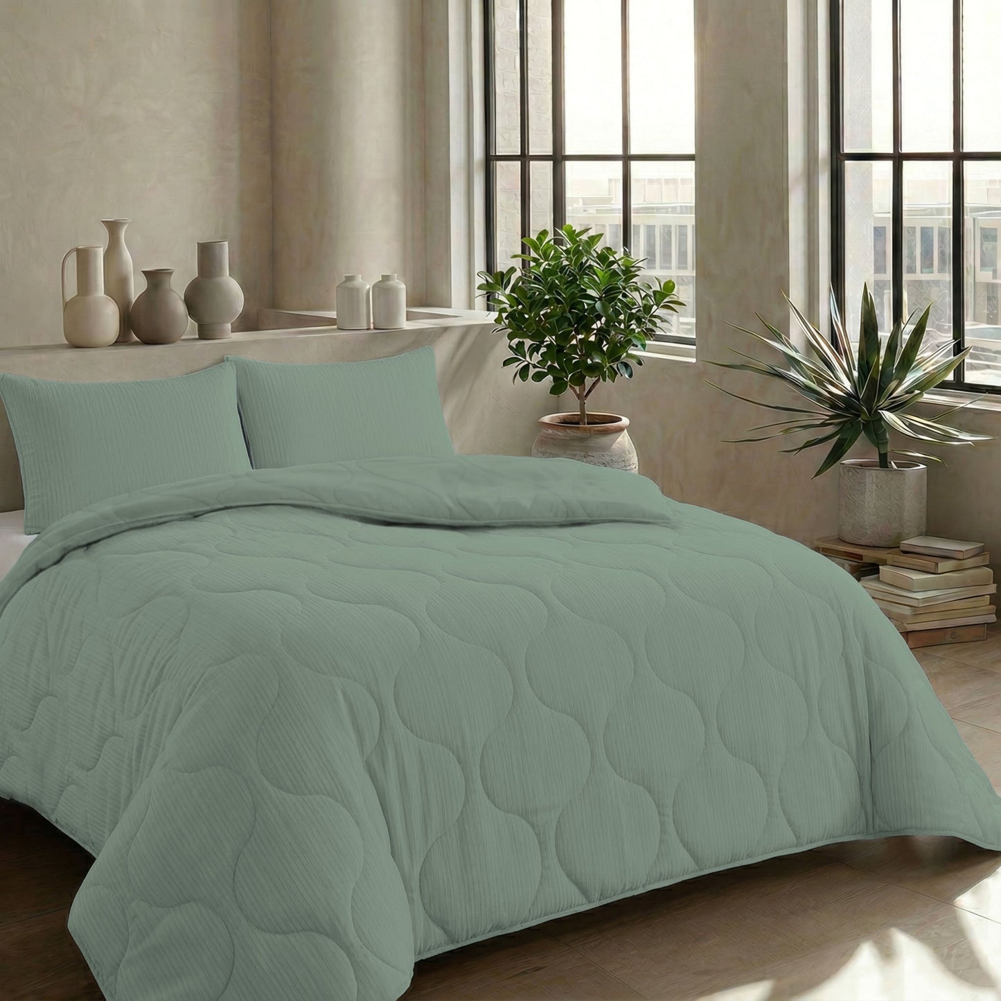 Zelesta Special Muslin Summer Duvet - Eucalyptus Green
