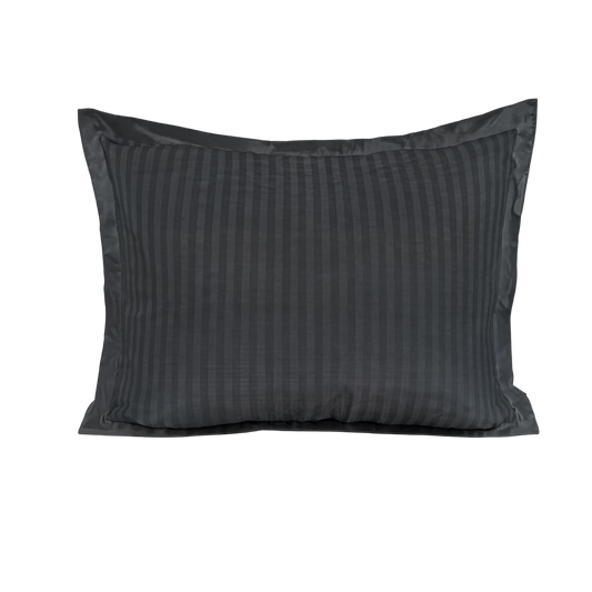 Zelesta Deluxe Hotel Stripe Satin Cotton Pillowcase Set Of 2 - Anthracite