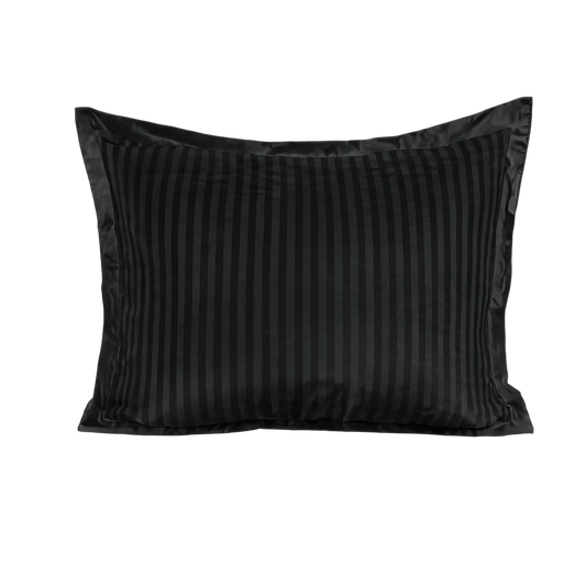 Zelesta Deluxe Hotel Stripe Naadloos Satijn Katoen Kussensloop Set Van 2 - Zwart