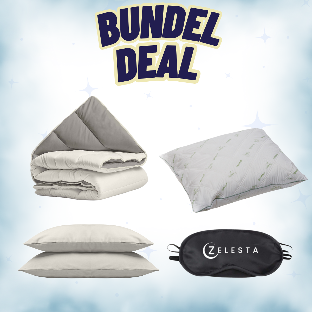 Bundel Deal Zelesta Royalbed - Tender Grey & Cream - 140x200cm (S)