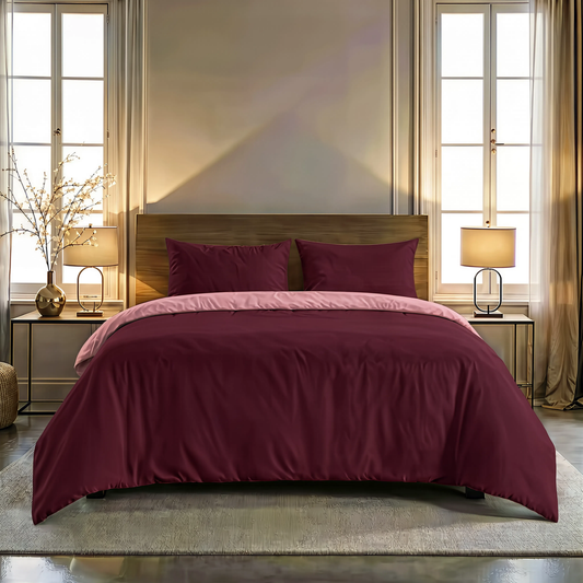 Zelesta Comfort Duo Naadloos Dekbed - Oudroze & Bordeauxrood