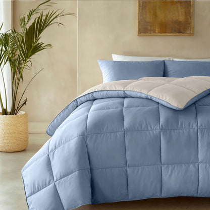 Zelesta Deluxe Duo Percale Katoen Zomerdekbed - Droomblauw & Crème