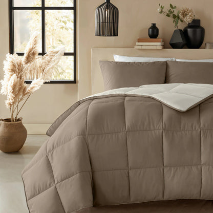 Zelesta Deluxe Duo Percale Katoen Zomerdekbed - Taupe & Crème