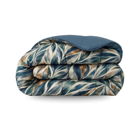 Zelesta Deluxe Design Satin Cotton - Blue Multicolor Leaves