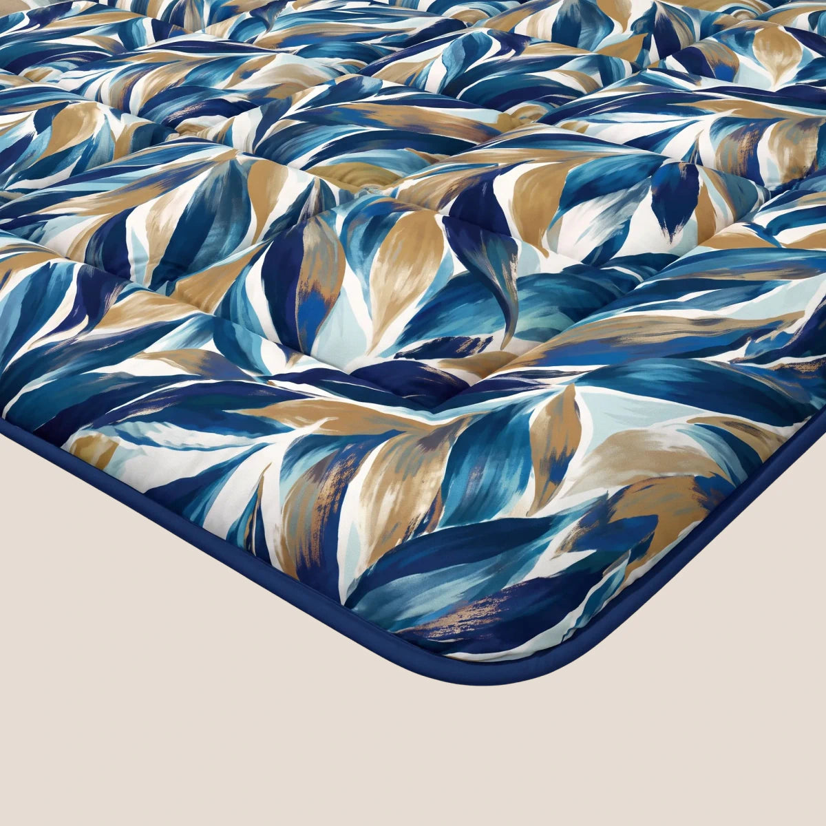 Zelesta Deluxe Design Satin Cotton - Blue Multicolor Leaves