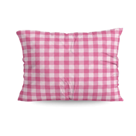 Zelesta Deluxe Design Satin Cotton Pillowcase - Pink Check