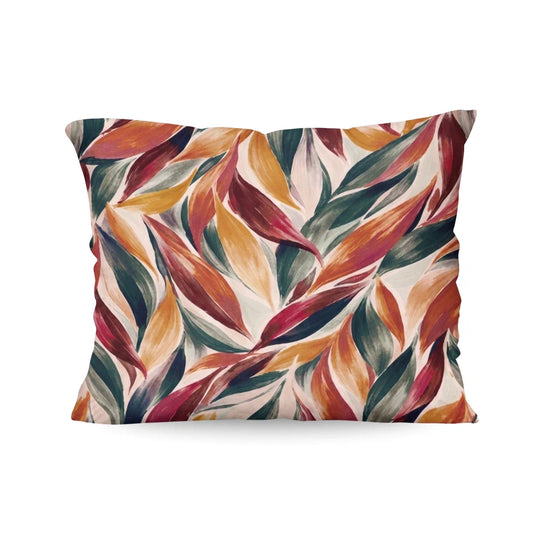 Zelesta Deluxe Design Satin Cotton Pillowcase - Pink Multicolor Leaves