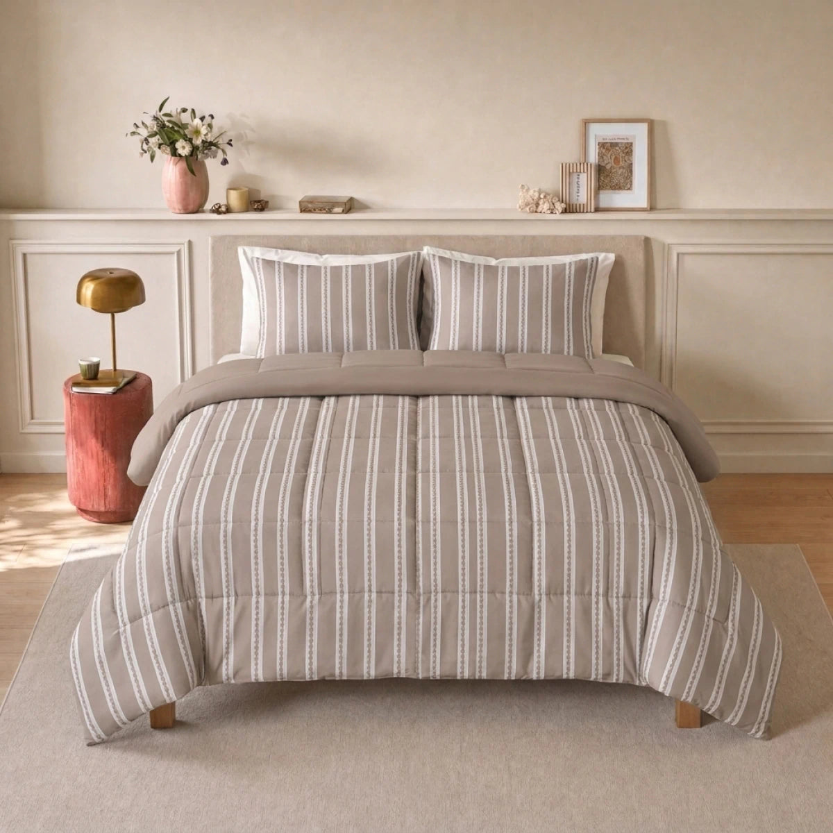 Zelesta Deluxe Design Satin Cotton - Taupe Stripes