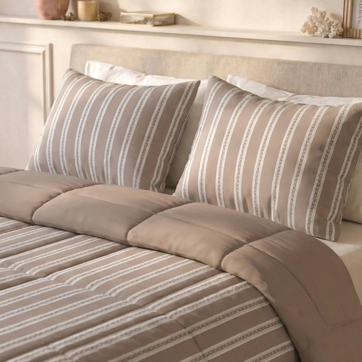 Zelesta Deluxe Design Satin Cotton - Taupe Stripes