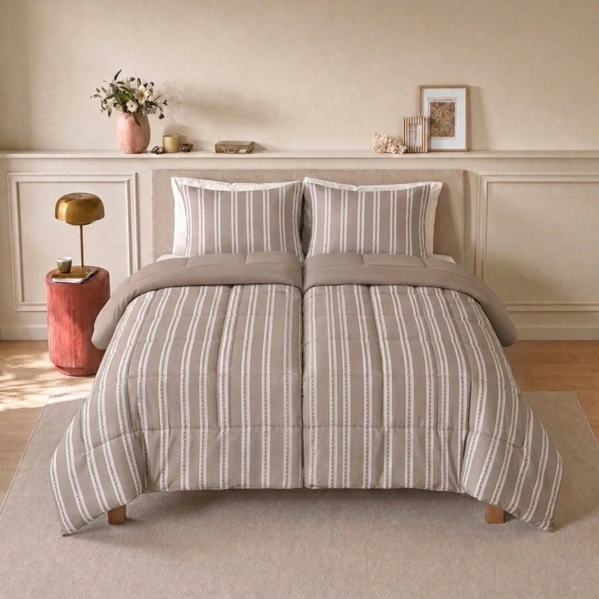 Zelesta Deluxe Design Satin Cotton - Taupe Stripes