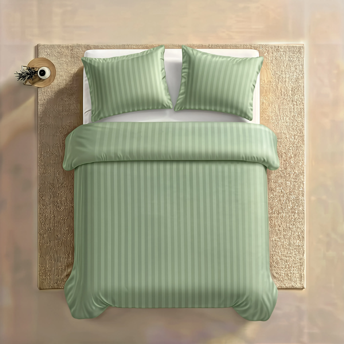 Zelesta Deluxe Hotel Stripe Satijn Katoen Dekbed - Groen