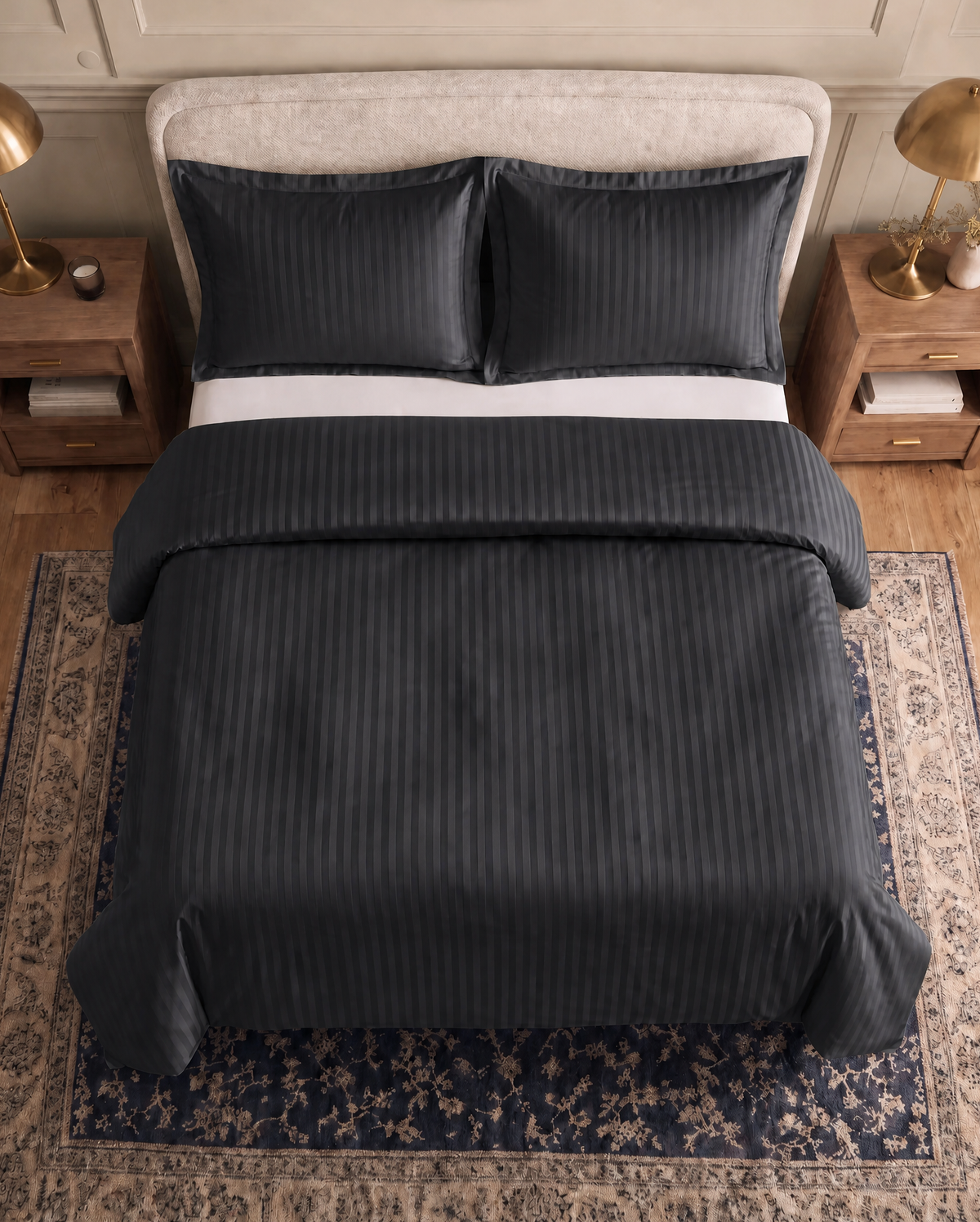 Zelesta Deluxe Hotel Stripe Seamless Satin Cotton Duvet - Anthracite