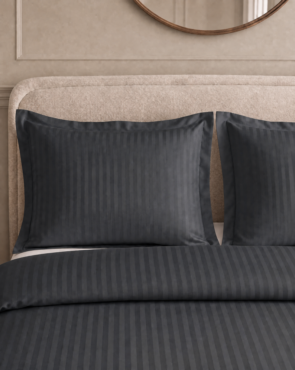 Zelesta Deluxe Hotel Stripe Seamless Satin Cotton Duvet - Anthracite