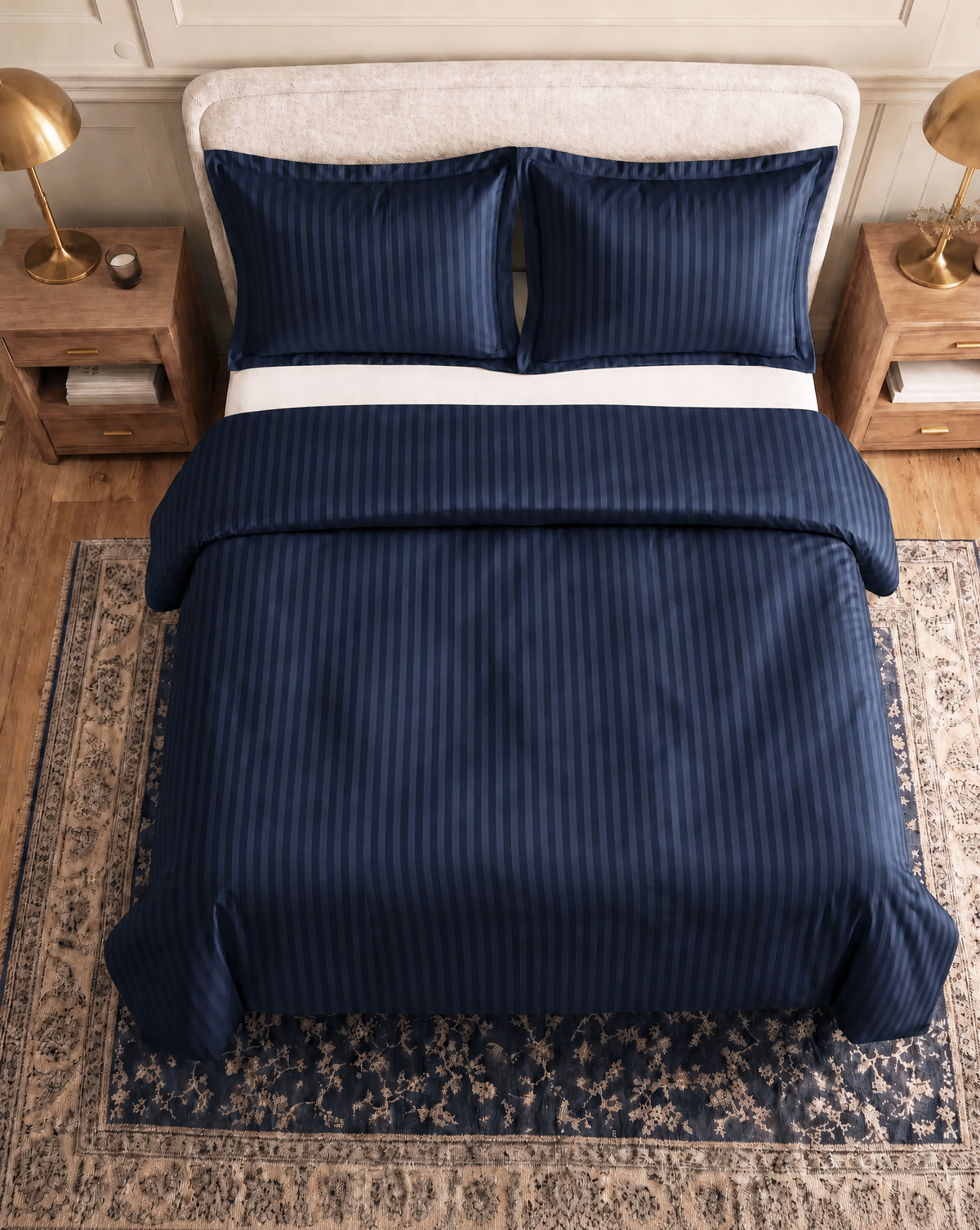 Zelesta Deluxe Hotel Stripe Naadloos Satijn Katoen Dekbed - Blauw