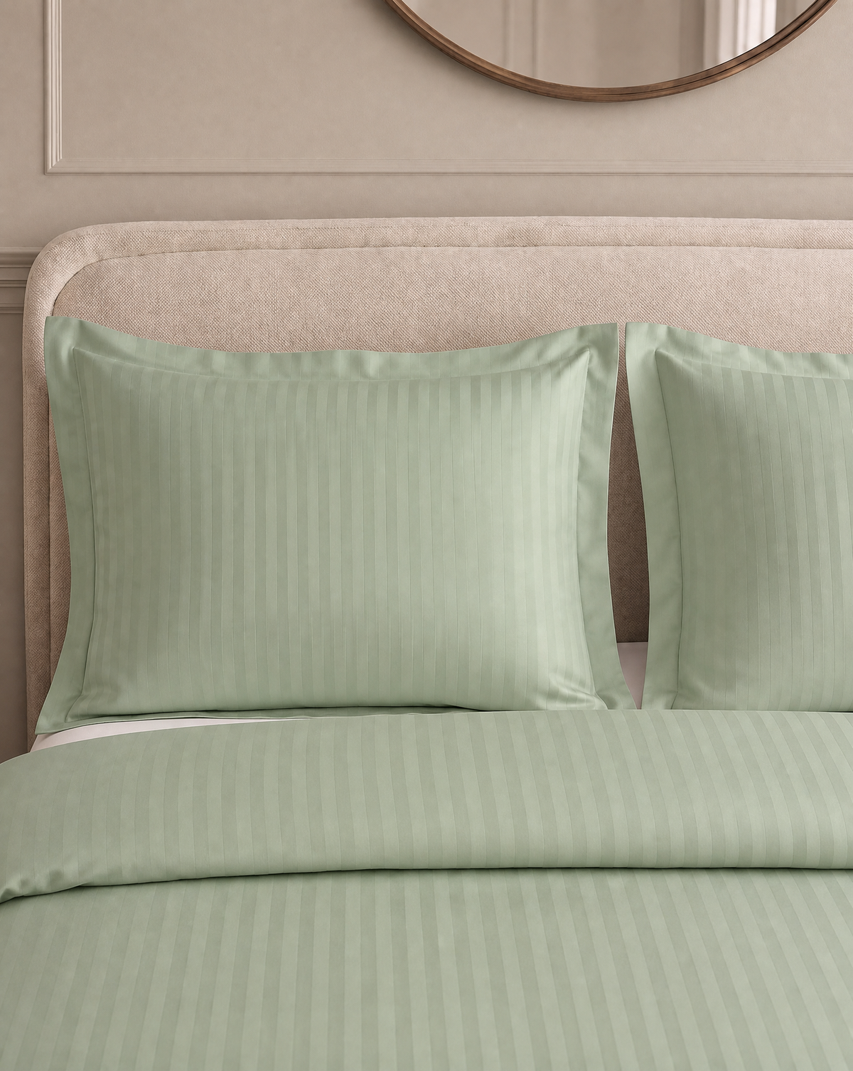 Zelesta Deluxe Hotel Stripe Seamless Satin Cotton Duvet - Green