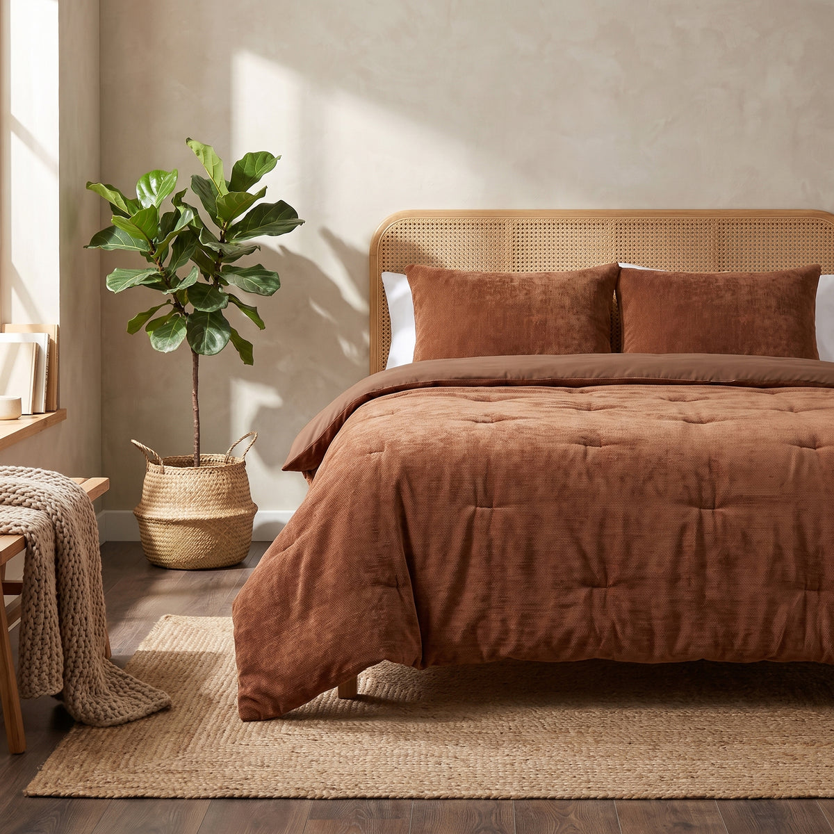 Zelesta Special Jersey Chenille Duvet - Warm Brown