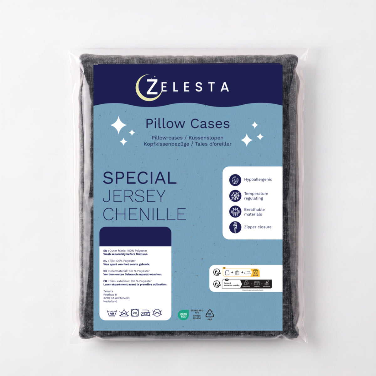 Zelesta Special Jersey Chenille Pillowcase Set Of 2 - Warm Grey