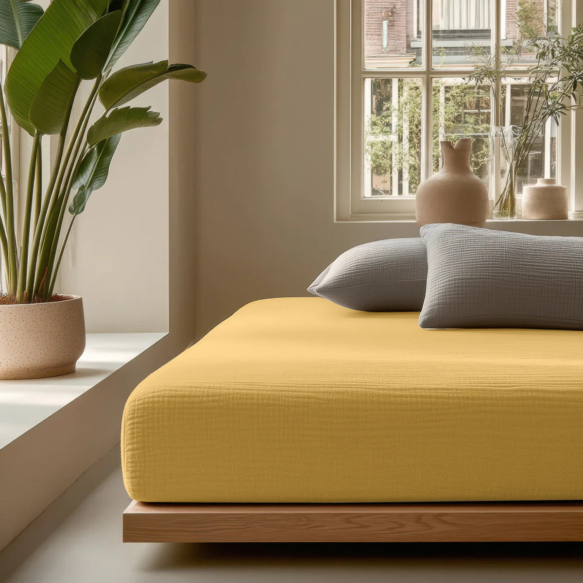 Zelesta Muslin Fitted Sheet - Ochre-Yellow image