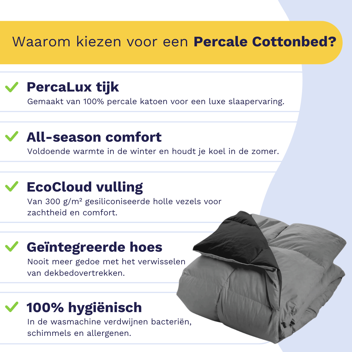 Zelesta Percale Cottonbed Katoen - Black & Anthracite