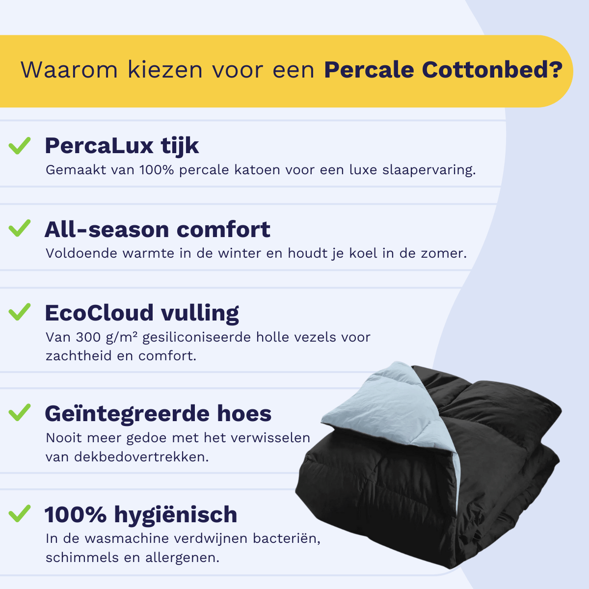 Zelesta Percale Cottonbed Katoen - Sky Blue & Black