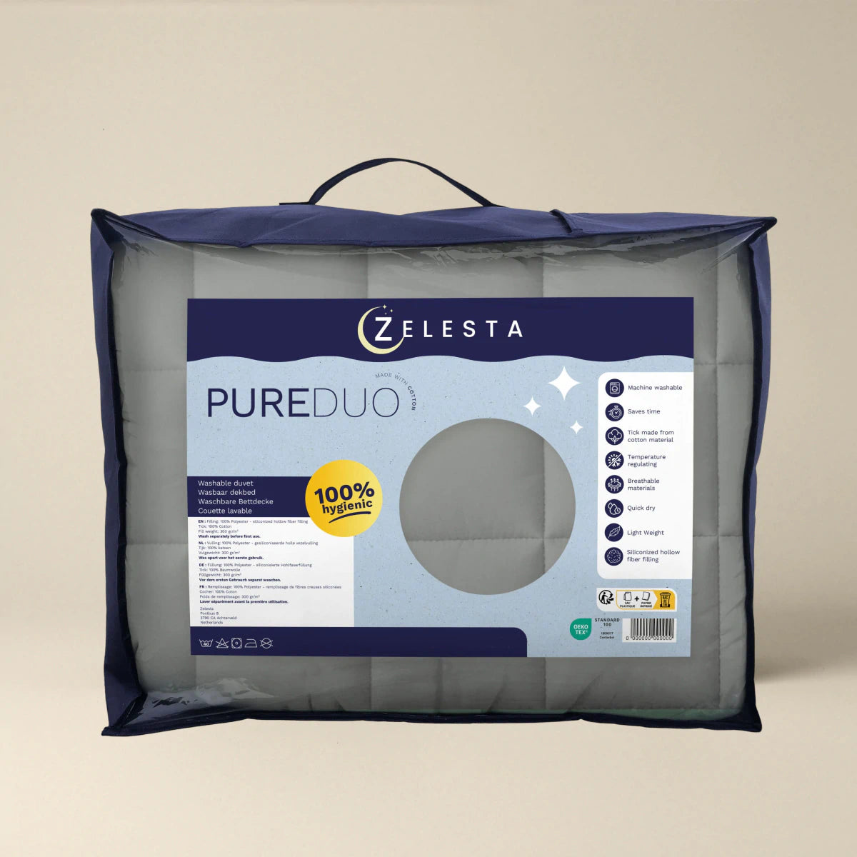 Zelesta Pure Duo Katoen Dekbed - Donkergrijs & Lichtgrijs