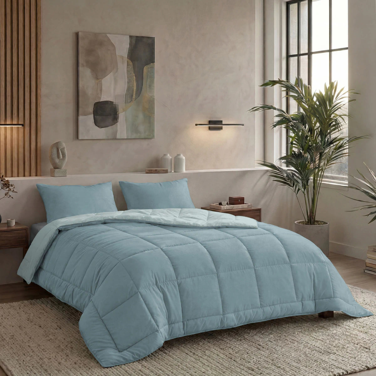 Zelesta Pure Duo Katoen Dekbed - Grijsblauw & Lichtblauw