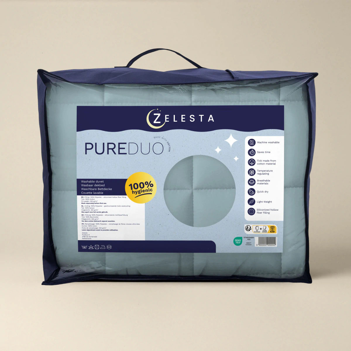 Zelesta Pure Duo Katoen Dekbed - Grijsblauw & Lichtblauw