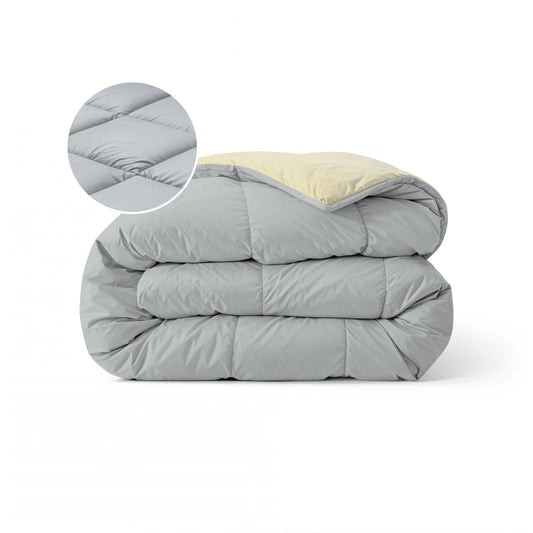 Zelesta Pure Duo Katoen Zomerdekbed - Lichtgrijs & Botergeel