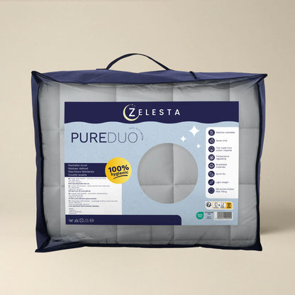 Zelesta Pure Duo Katoen Dekbed - Lichtgrijs & Botergeel