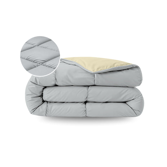 Zelesta Pure Duo Katoen Zomerdekbed - Lichtgrijs & Botergeel