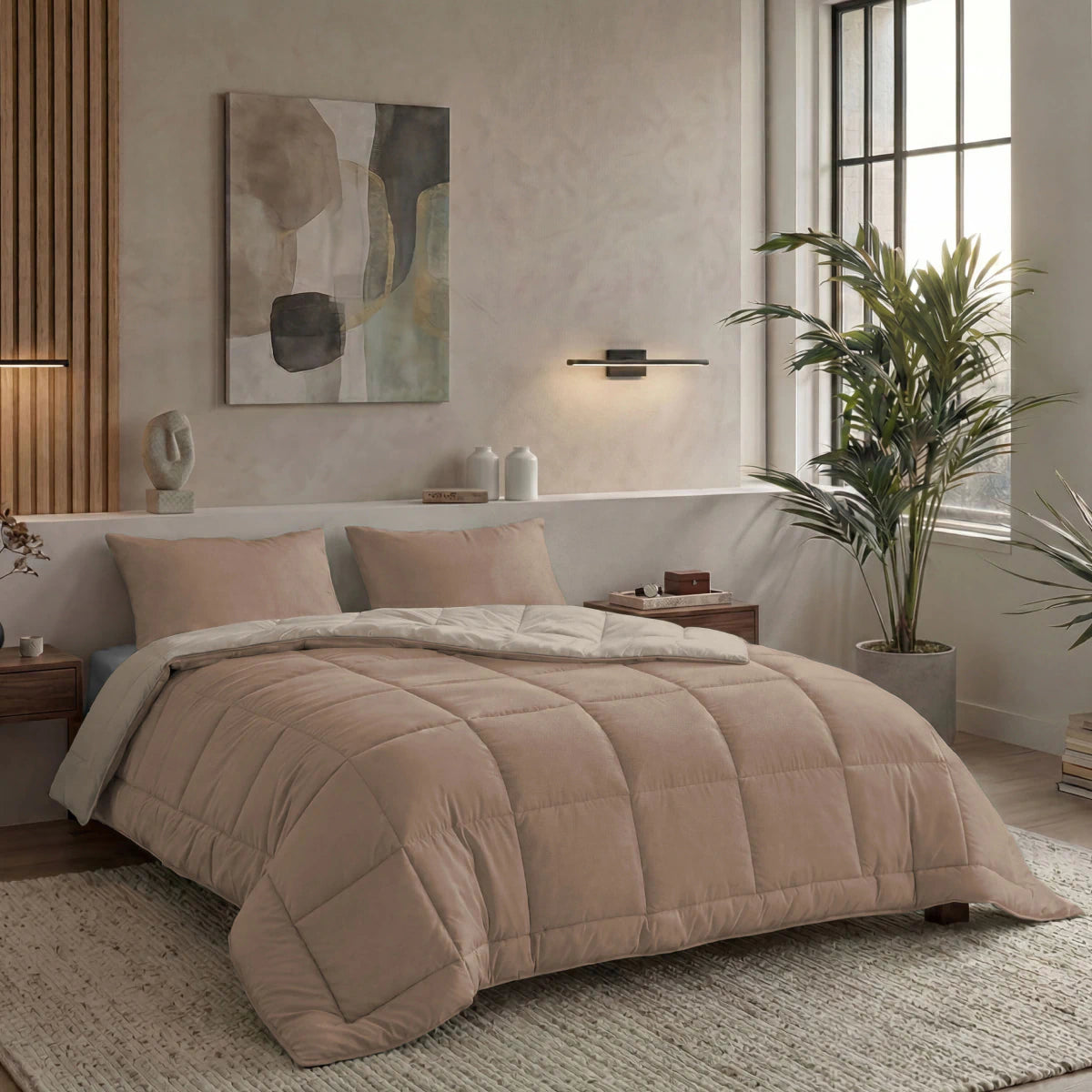 Zelesta Pure Duo Katoen Dekbed - Rozebruin & Betonbruin