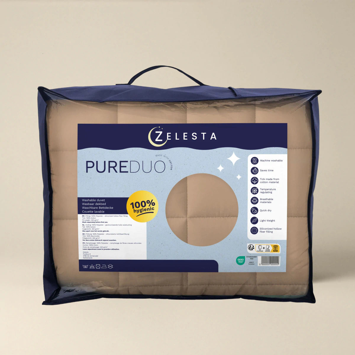 Zelesta Pure Duo Katoen Zomerdekbed - Rozebruin & Betonbruin