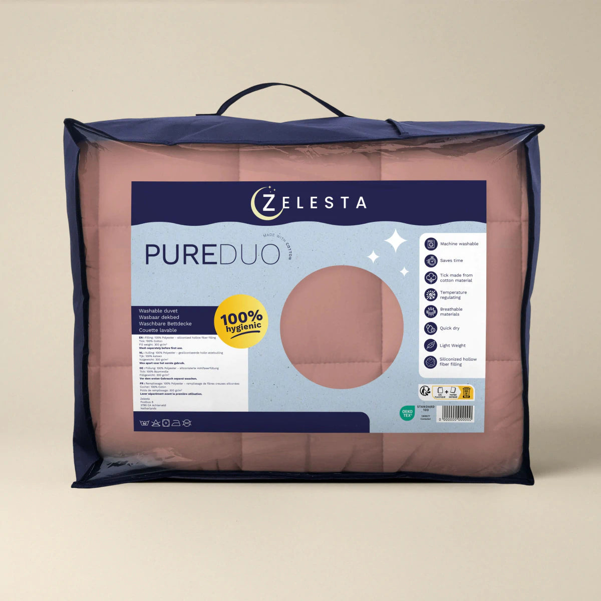 Zelesta Pure Duo Katoen Dekbed - Terracottaroze & Aarderoze