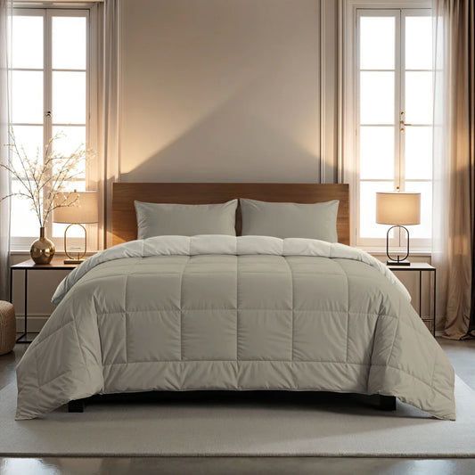 Zelesta Pure Duo Cotton Summer Duvet - Warm Grey & Cream White