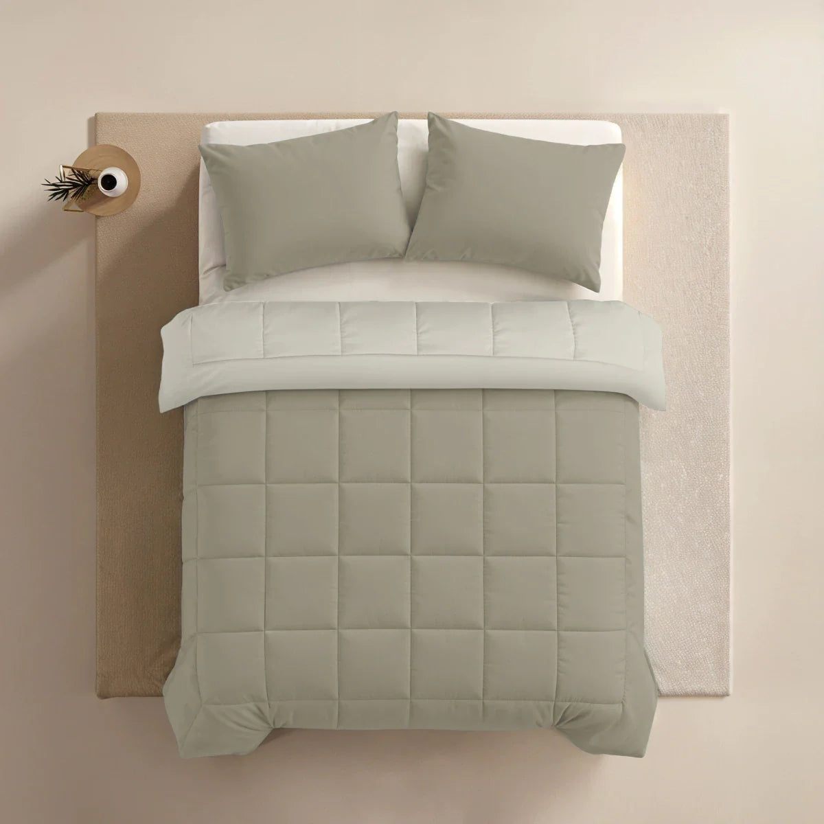Zelesta Pure Duo Cotton Duvet - Warm Grey & Cream White