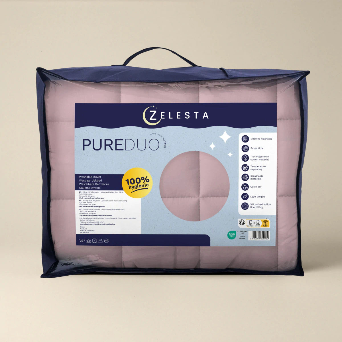 Zelesta Pure Duo Katoen Dekbed - Zachtlila & Zachtroze