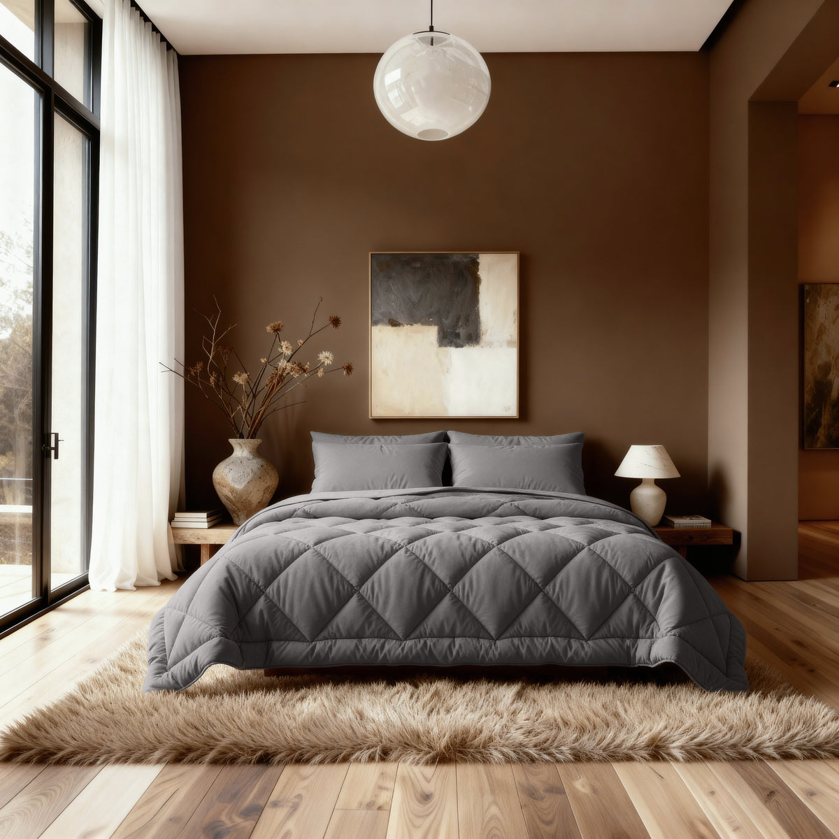 Zelesta Comfort Uni Diamond Duvet - Brown-Grey