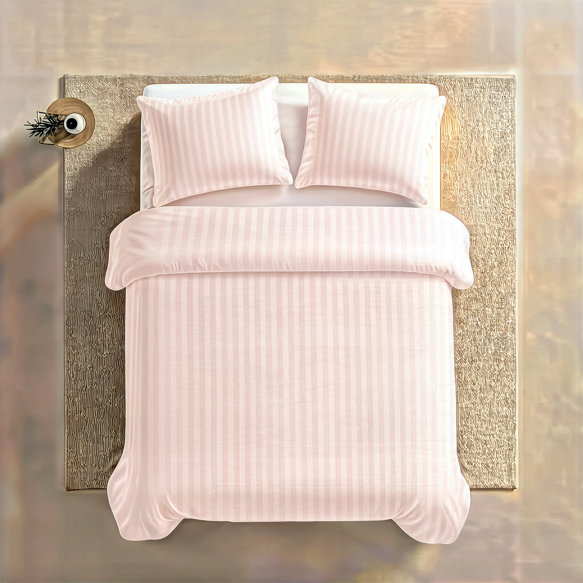 Zelesta Deluxe Hotel Stripe Satin Cotton Duvet - Pink