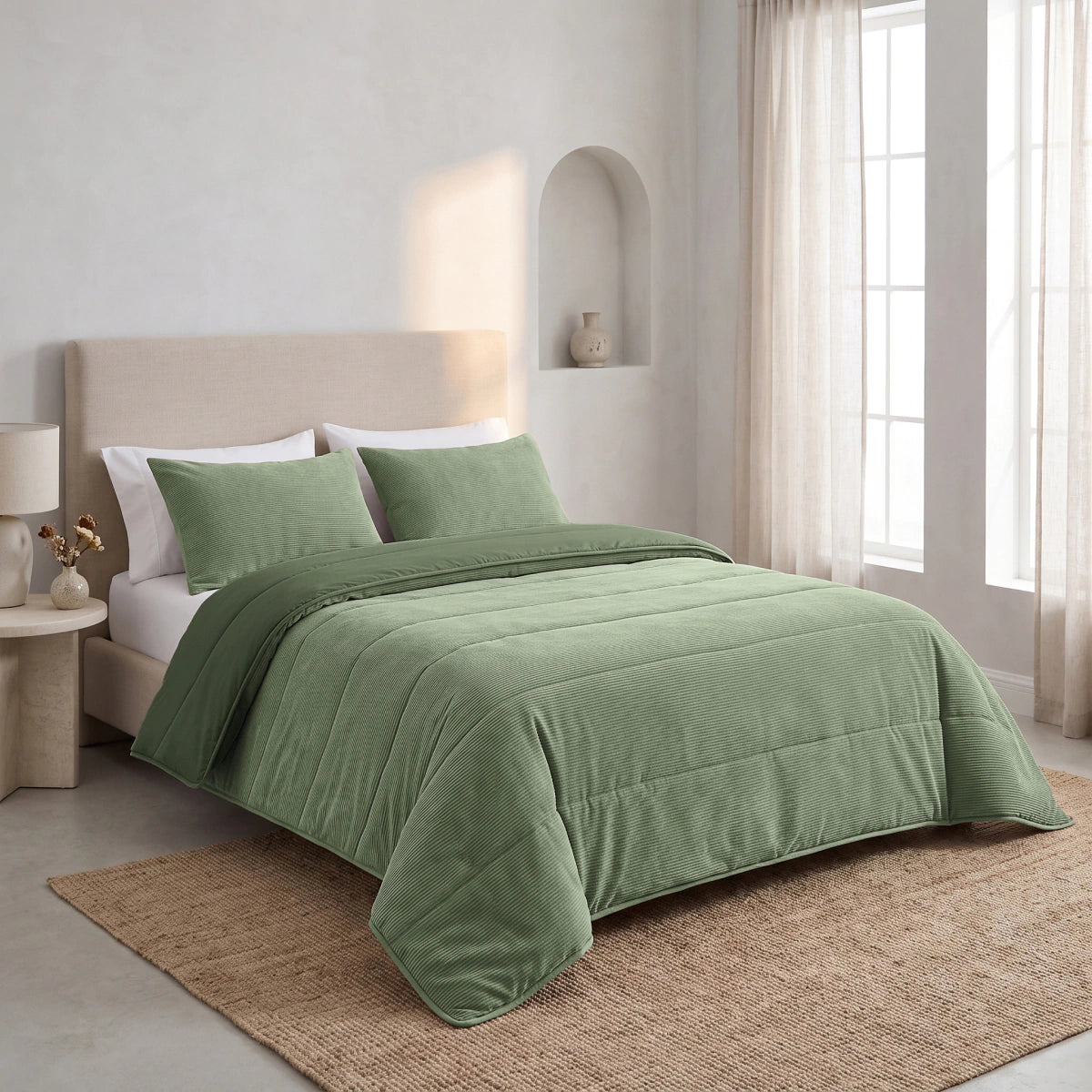 Zelesta Special Corduroy Katoenen Dekbed - Bosgroen