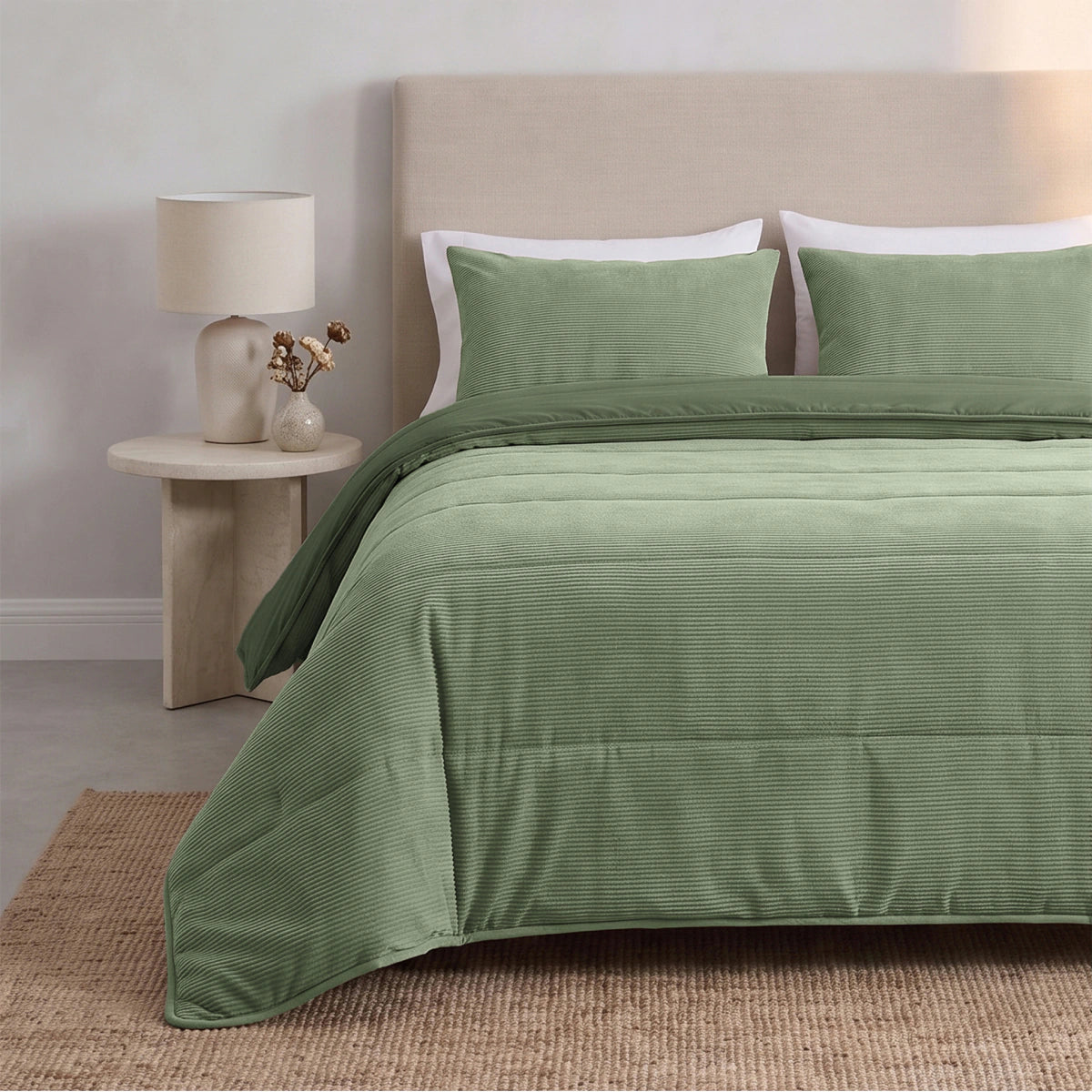Zelesta Special Corduroy Katoenen Dekbed - Bosgroen