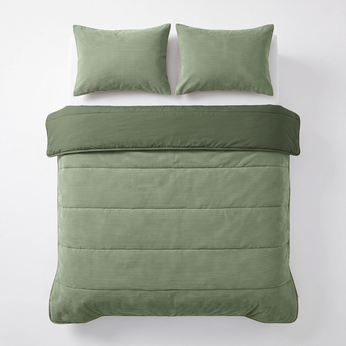 Zelesta Special Corduroy Katoenen Kussensloop Set Van 2 - Bosgroen