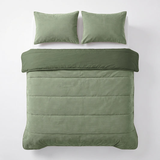 Zelesta Special Corduroy Katoenen Kussensloop Set Van 2 - Bosgroen
