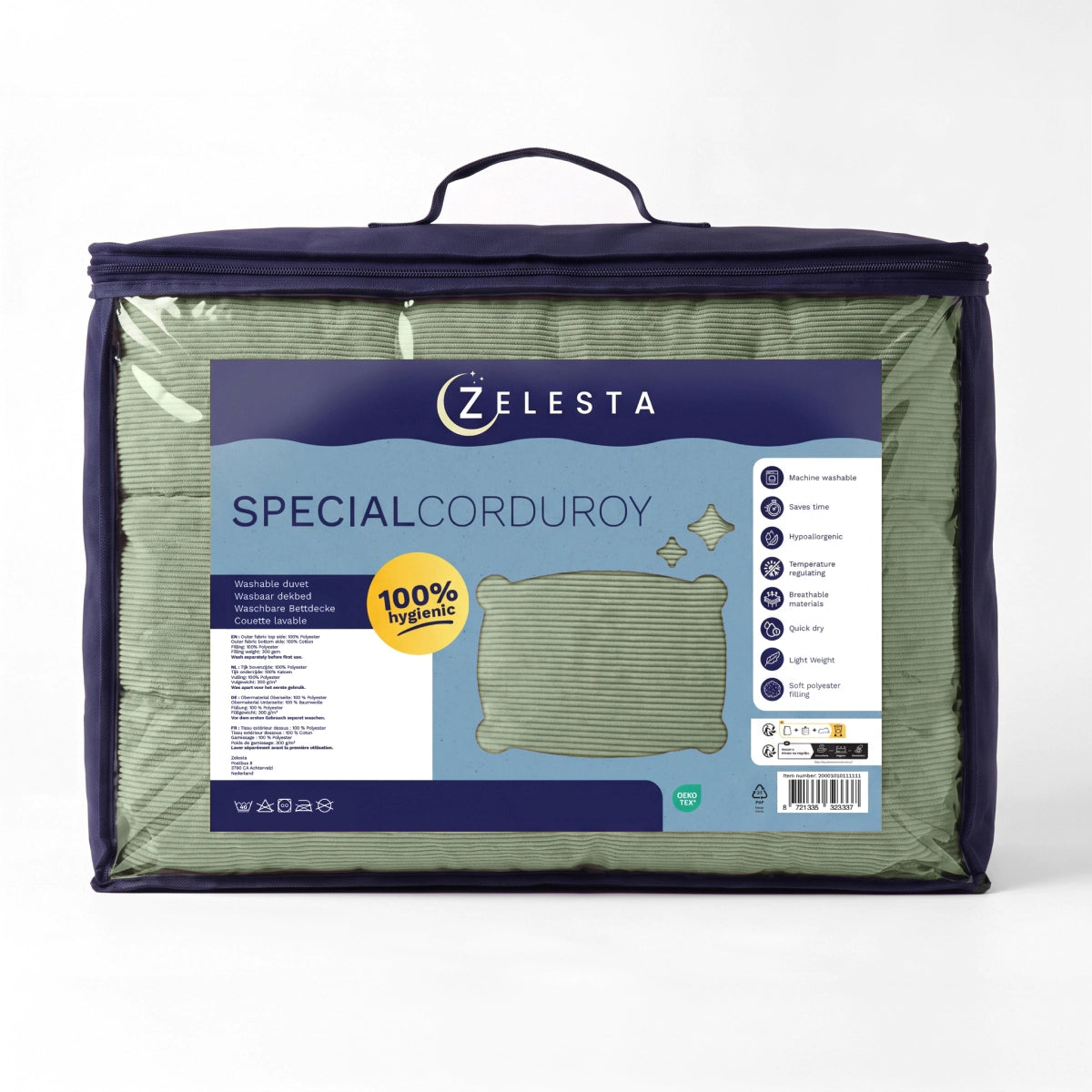 Zelesta Special Corduroy Katoenen Dekbed - Bosgroen
