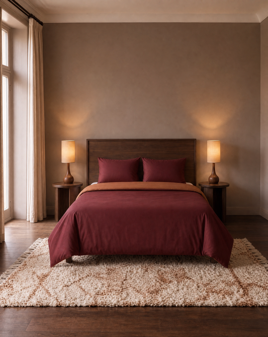 Zelesta Pure Duo Naadloos Katoenen Dekbed - Bruin & Rood